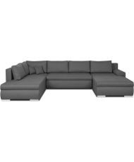 Convertible panoramic corner sofa - 7 seats - INDIAN - 100% polyester fabric - Gray - 360 x 228 cm