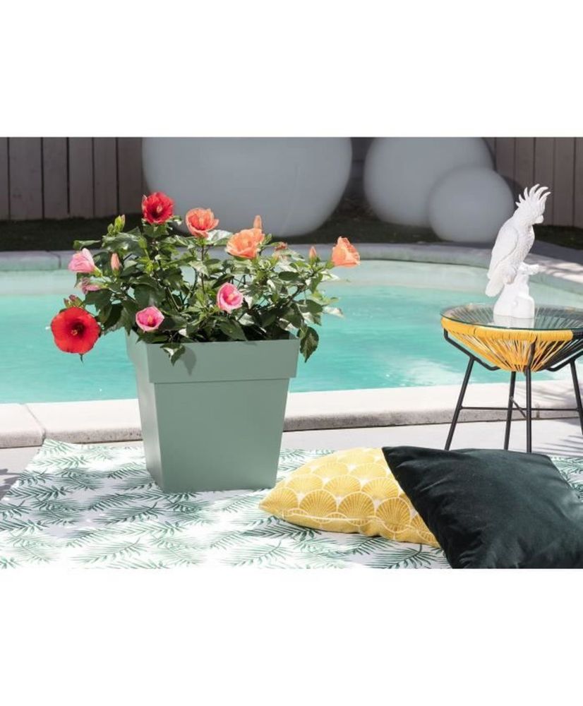 Pot de fleur carré - 32 x 32 x 32 cm - 22 L - Vert laurier Pot de fleur carré - 32 x 32 x 32 cm - 22 L - Vert laurier