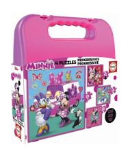 4 progressive Puzzles – EDUCA – Minnie & The Happy Helpers Progressive Puzzles Case