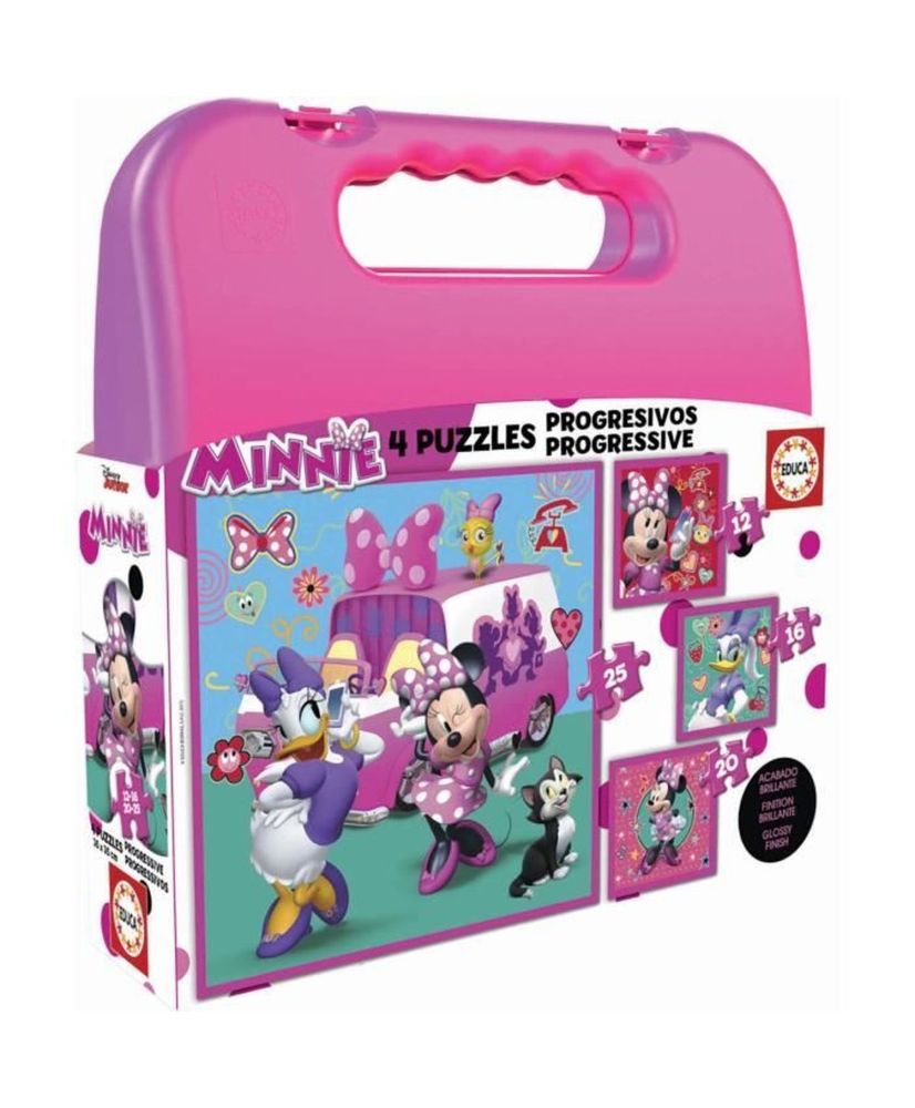 4 progressive Puzzles – EDUCA – Minnie & The Happy Helpers Progressive Puzzles Case 4 progressive Puzzles – EDUCA – Minnie & The Happy Helpers Progressive Puzzles Case