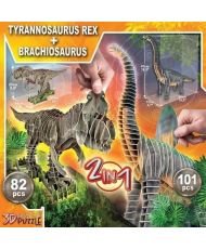 PUZZLE CREATURA 3D T-REX + BRACHIOSAURO 2 IN 1