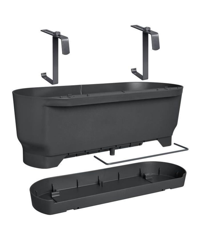 Schwarzer Blumentopf – Balkon – 21,2 x B 52 x 19,4 cm Schwarzer Blumentopf – Balkon – 21,2 x B 52 x 19,4 cm