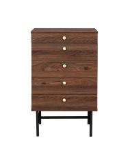 Chiffonnier 4 tiroirs avec miroir - Noyer - Pieds métal - 50 x 39,5 x 80 - LODGE