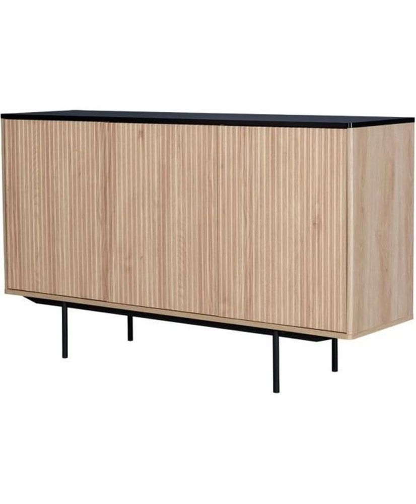 Buffet 3 portes - bois et noir - Pieds métal - MEMPHIS - 140 x 39 x 82,80 cm Buffet 3 portes - bois et noir - Pieds métal - MEMPHIS - 140 x 39 x 82,80 cm