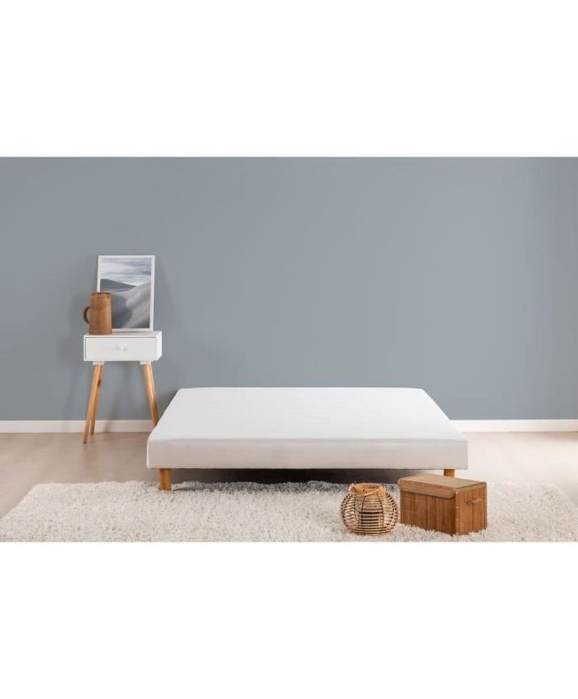Gepolsterter Lattenrost 160 x 200 – Weißes Massivholz + Füße Gepolsterter Lattenrost 160 x 200 – Weißes Massivholz + Füße