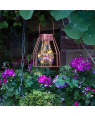 GALIX Solar-Tischlampe – Metall mit Kupfer-Finish – 7 weiße LEDs – 0,042 W – 8 Stunden Leuchtdauer