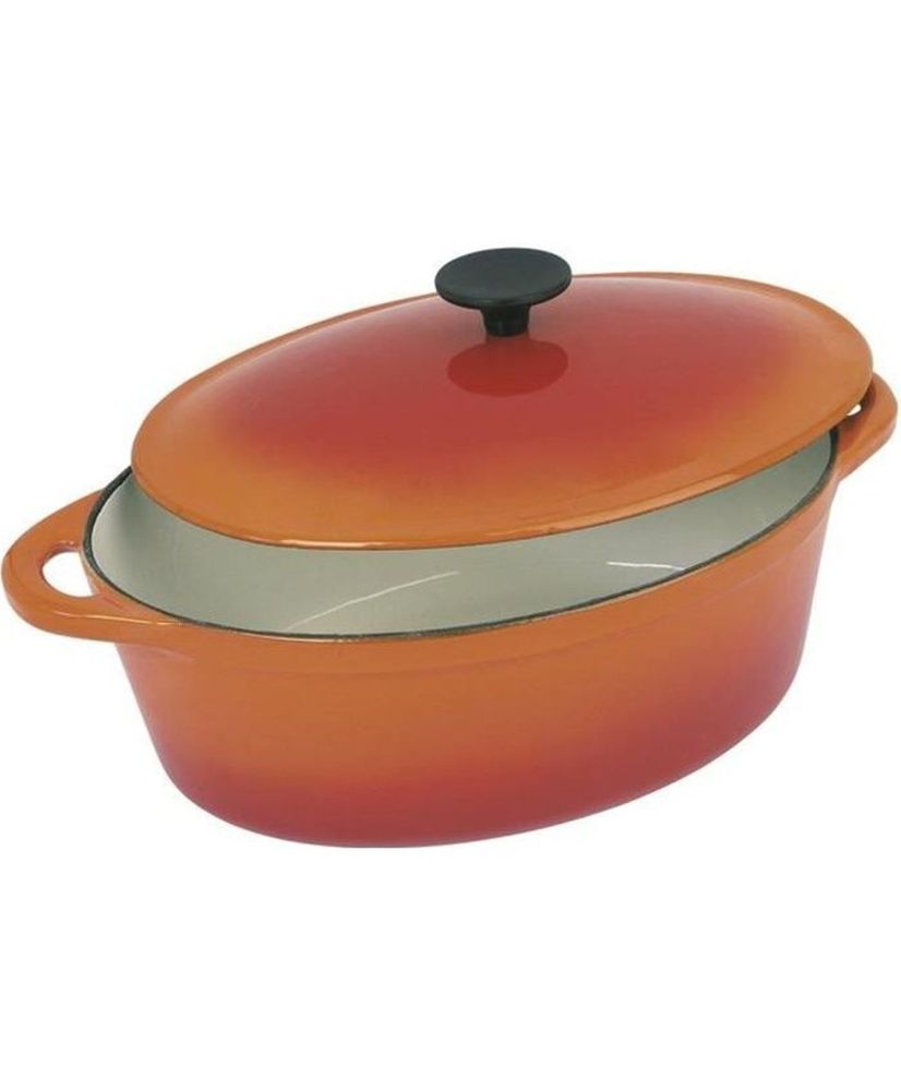 Oval enameled cast iron casserole dish - 37 cm - 9 L - Orange Oval enameled cast iron casserole dish - 37 cm - 9 L - Orange