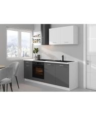 Cuisine complete PREGO - 210 cm - gris Graphit - Plan de travai210 cm inclus