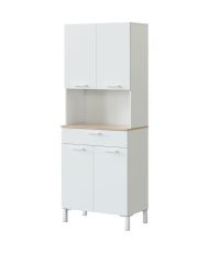 KIRA Küchen-Sideboard – Kunstweiß und kanadische Eiche – 4 Türen + 1 Schublade – 186 x 72 x 40 cm