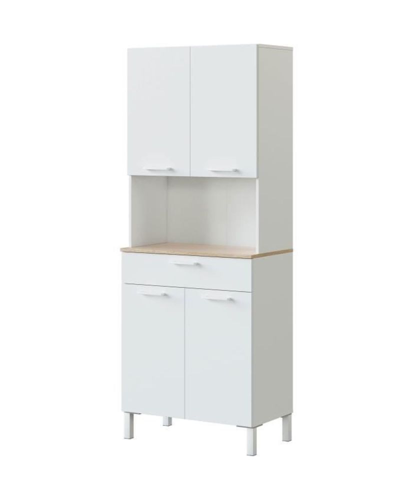 Credenza da cucina KIRA - bianco artik e rovere canadese - 4 ante + 1 cassetto - 186 x 72 x 40 cm Credenza da cucina KIRA - bianco artik e rovere canadese - 4 ante + 1 cassetto - 186 x 72 x 40 cm