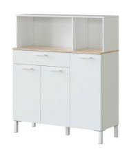 KIRA Küchenschrank – Artik White und Alaska-Eiche – 3 Türen + 1 Schublade – 126 x 108 x 40 cm