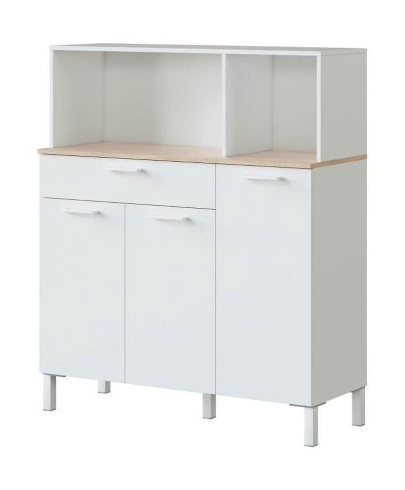 KIRA Küchenschrank – Artik White und Alaska-Eiche – 3 Türen + 1 Schublade – 126 x 108 x 40 cm KIRA Küchenschrank – Artik White und Alaska-Eiche – 3 Türen + 1 Schublade – 126 x 108 x 40 cm
