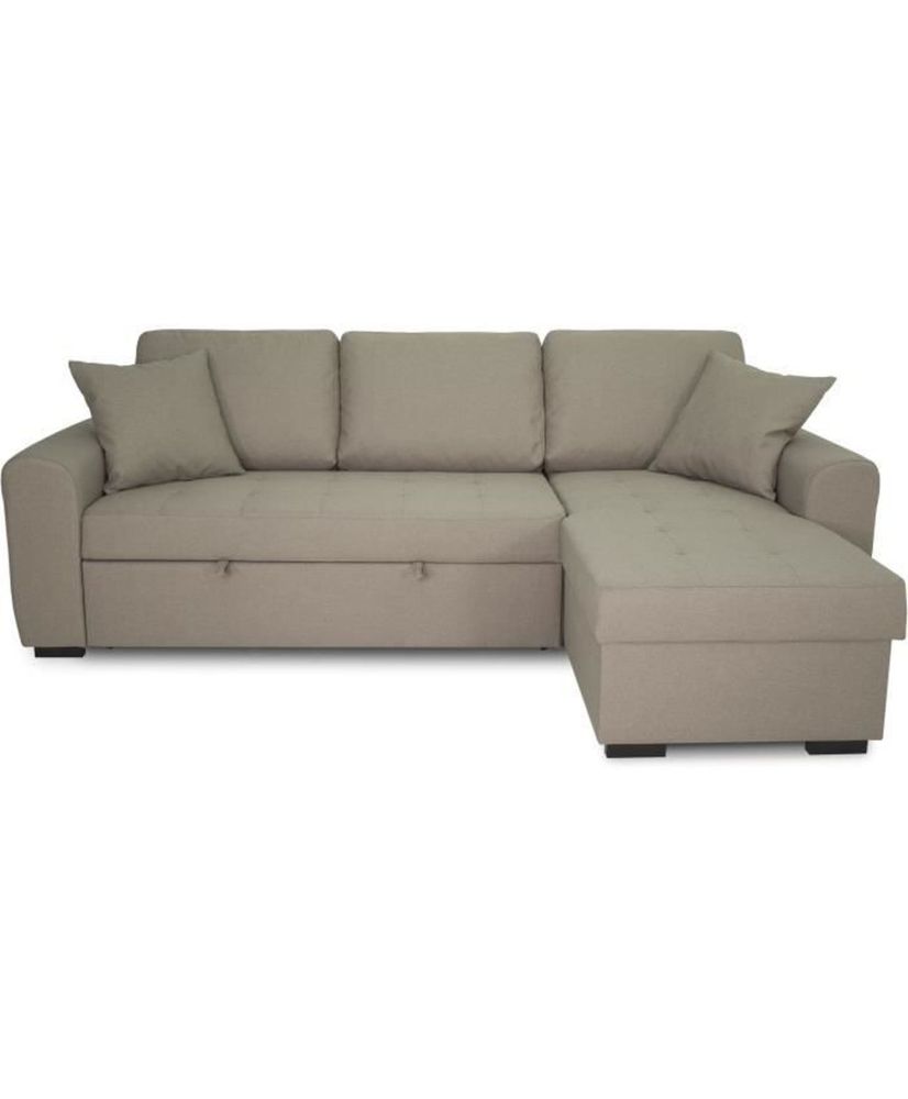 Canapé d'angle convertible réversible 4 places - Tissu beige - 244 x 151 x 90 - HAMILTON Canapé d'angle convertible réversible 4 places - Tissu beige - 244 x 151 x 90 - HAMILTON