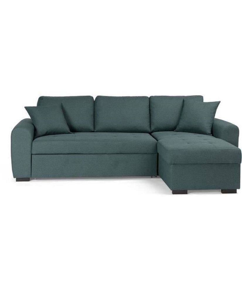 Canapé d'angle convertible réversible 4 places - Tissu Vert - 244 x 151 x 90 - HAMILTON Canapé d'angle convertible réversible 4 places - Tissu Vert - 244 x 151 x 90 - HAMILTON