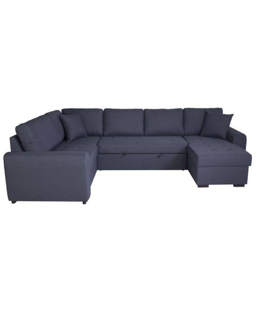 Reversible convertible panoramic corner sofa - Blue Fabric - 313 x 213 x 90 cm - HAMILTON Reversible convertible panoramic corner sofa - Blue Fabric - 313 x 213 x 90 cm - HAMILTON