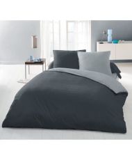 Bettbezug-Set – 240 x 260 cm – 100 % Baumwolle – zweifarbig hell- und dunkelgrau