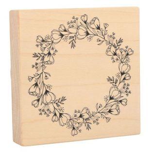 Tampon bois Couronne de fleurs Ø 10 cm