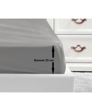 Fitted sheet 100% cotton 90 x 190 x 25 cm light gray