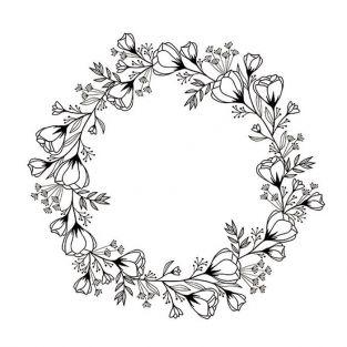 Tampon bois Couronne de fleurs Ø 10 cm