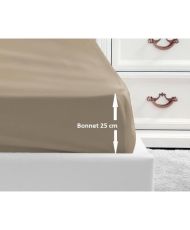 Drap Housse 100% coton 140 x 190 x 25 cm beige