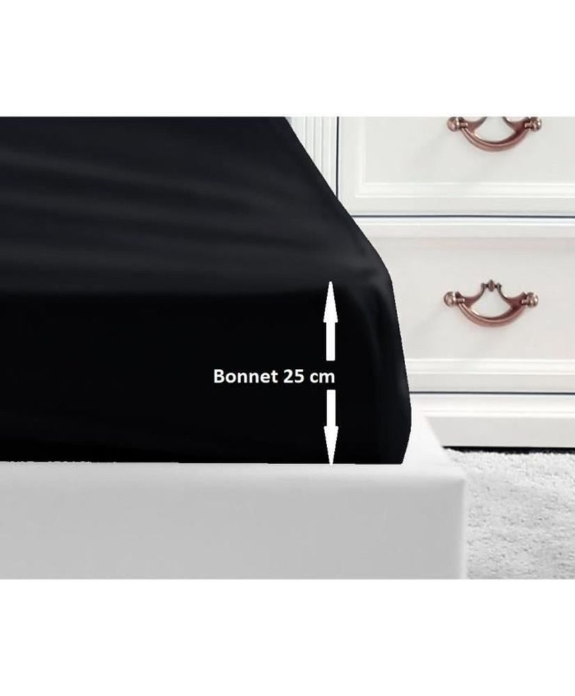 Drap Housse 100% coton 140 x 190 x 25 cm - Noir Drap Housse 100% coton 140 x 190 x 25 cm - Noir