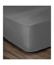 Drap Housse 100% coton 140 x 190 x 30 cm gris foncé