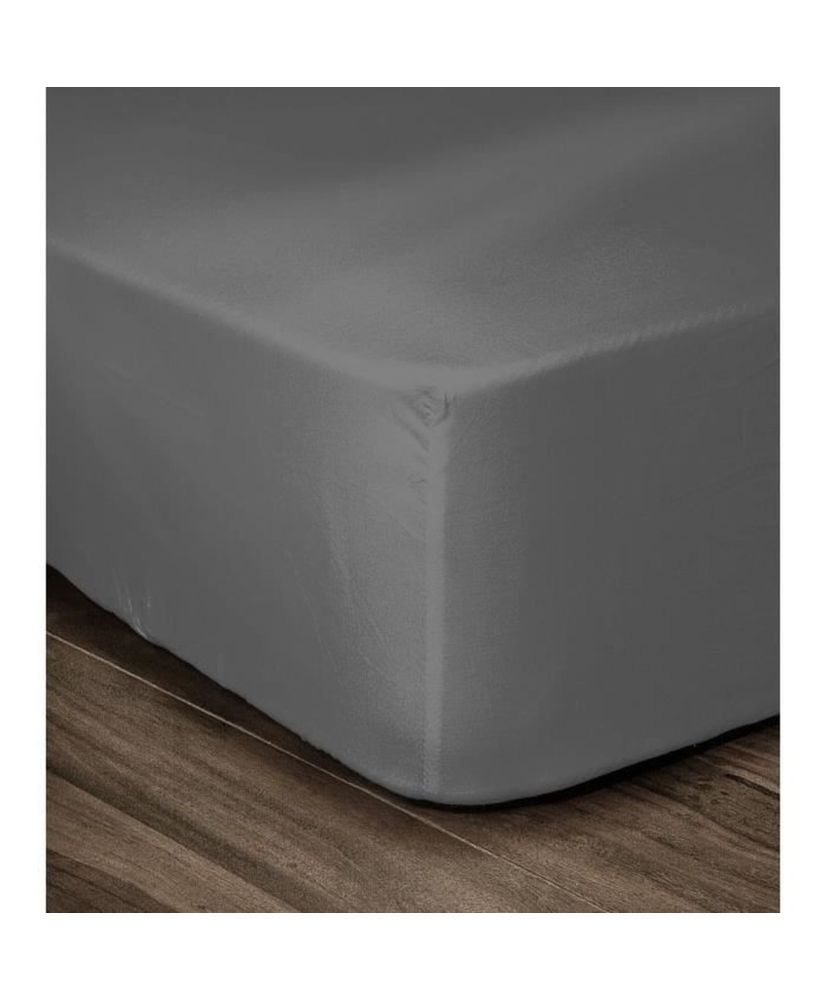 Spannbetttuch 100 % Baumwolle 140 x 190 x 30 cm dunkelgrau Spannbetttuch 100 % Baumwolle 140 x 190 x 30 cm dunkelgrau