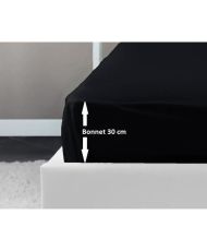 Drap Housse 100% coton 140 x 190 x 30 cm noir