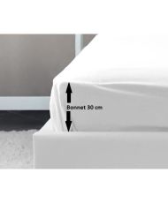 Drap Housse 100% coton 140 x 190 x 30 cm blanc
