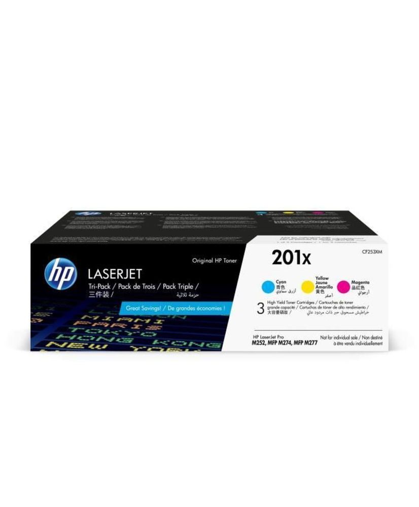 Cartucce toner H 201X - Confezione da 3 colori originali per Color LJ Pro M252/M274/M277 Cartucce toner H 201X - Confezione da 3 colori originali per Color LJ Pro M252/M274/M277