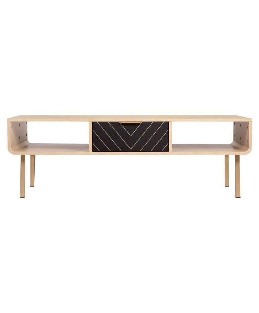 Rechteckiger Couchtisch – Eiche und Muster – Elegance – 2 Schubladen und 2 Nischen – 120 cm LINE Rechteckiger Couchtisch – Eiche und Muster – Elegance – 2 Schubladen und 2 Nischen – 120 cm LINE
