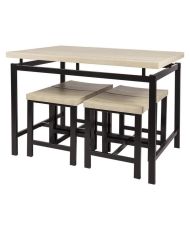 VENUS Conjunto Mesa + 4 Taburetes - Rectangular - Paneles imitación madera alveolar - 110 x 70 x 75 cm