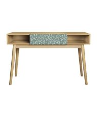Desk with 1 GARDENIA drawer - oak and green - Solid wood legs - 120 x 55 x 75 cm