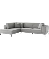 5-Sitzer-Sofa IMPERIA, umwandelbares linkes Ecksofa – hellgrauer Stoff – 2 Aufbewahrungsboxen – 304 x 212 x 86 cm