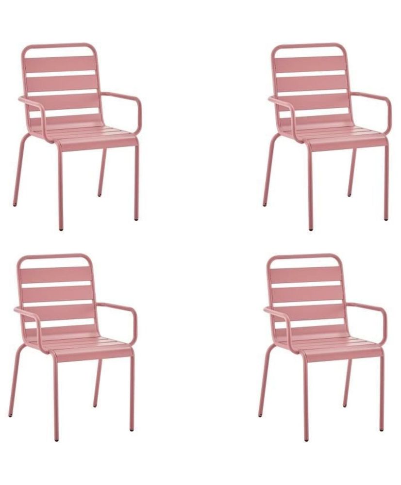 4 fauteuils de jardin - Acier - Rose - IRONFT4RZ - 43 x 58 x 86 cm 4 fauteuils de jardin - Acier - Rose - IRONFT4RZ - 43 x 58 x 86 cm