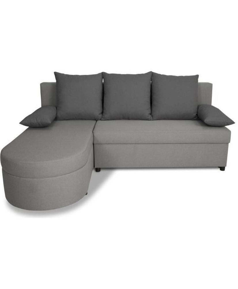 Canapé d'angle convertible réversible 3 places JEN - Tissu Gris - 196 x 88 x 159 cm Canapé d'angle convertible réversible 3 places JEN - Tissu Gris - 196 x 88 x 159 cm