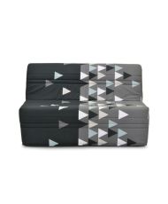 Banquette-lit BZ - Joe - Tissu Gris et noir - 2 places - 143 x 97 x 89 cm - Matelas 9 cm