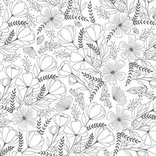 Japanese tracing paper B & W 90 g/ m² - 30 x 30 cm - Flowers