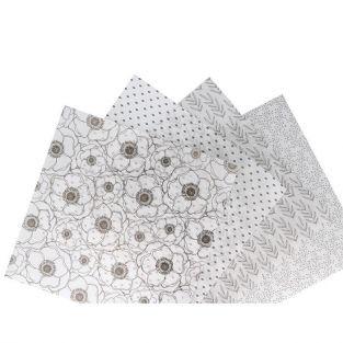 Papier calque japonais N&B 90 g/ m² - 30 x 30 cm - Coquelicots