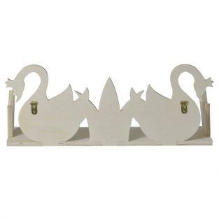 Wooden shelf 2 swans to customize 40 x 16 cm