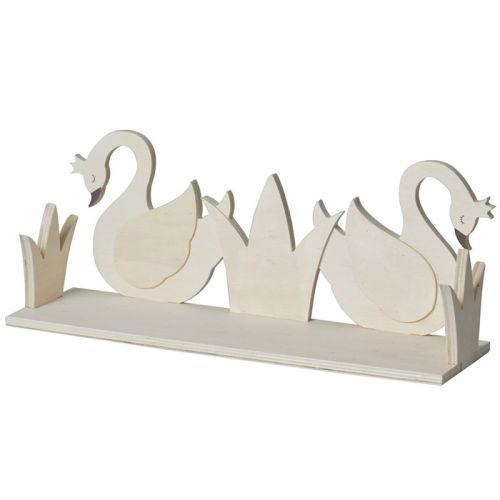 Wooden shelf 2 swans to customize 40 x 16 cm Wooden shelf 2 swans to customize 40 x 16 cm