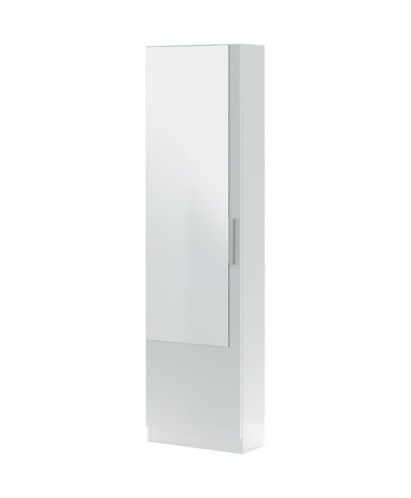 Meuble à chaussure - 1 porte 1 miroir - blanc - 50x 22 x 180 cm - KRISTAL Meuble à chaussure - 1 porte 1 miroir - blanc - 50x 22 x 180 cm - KRISTAL
