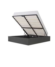Lit coffre adulte - Tissu gris foncé - Sommier inclus - 140 x 190 cm