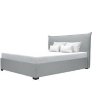 CUSHION Letto contenitore per adulti 160 x 200 cm - Classico - Tessuto grigio chiaro - Rete inclusa