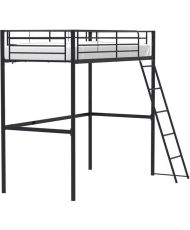 Lit mezzanine enfant ELIOT en métal noir 90 x 190 cm avec sommier inclus