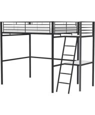 Loft bed with epoxy metal desk - Black - Box spring included - 140 x 190 cm - OXFORD