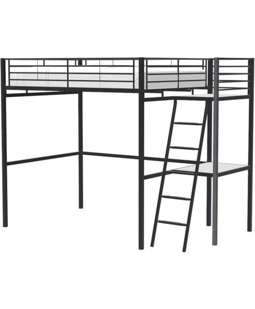 Loft bed with epoxy metal desk - Black - Box spring included - 140 x 190 cm - OXFORD Loft bed with epoxy metal desk - Black - Box spring included - 140 x 190 cm - OXFORD