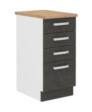 4-drawer base unit with worktop - Matt gray - 40 x 51.6 x 85 cm - LASSEN