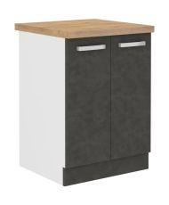 Base unit with 2 hinged doors - Matt gray - 60 x 51.6 x 85 cm - LASSEN