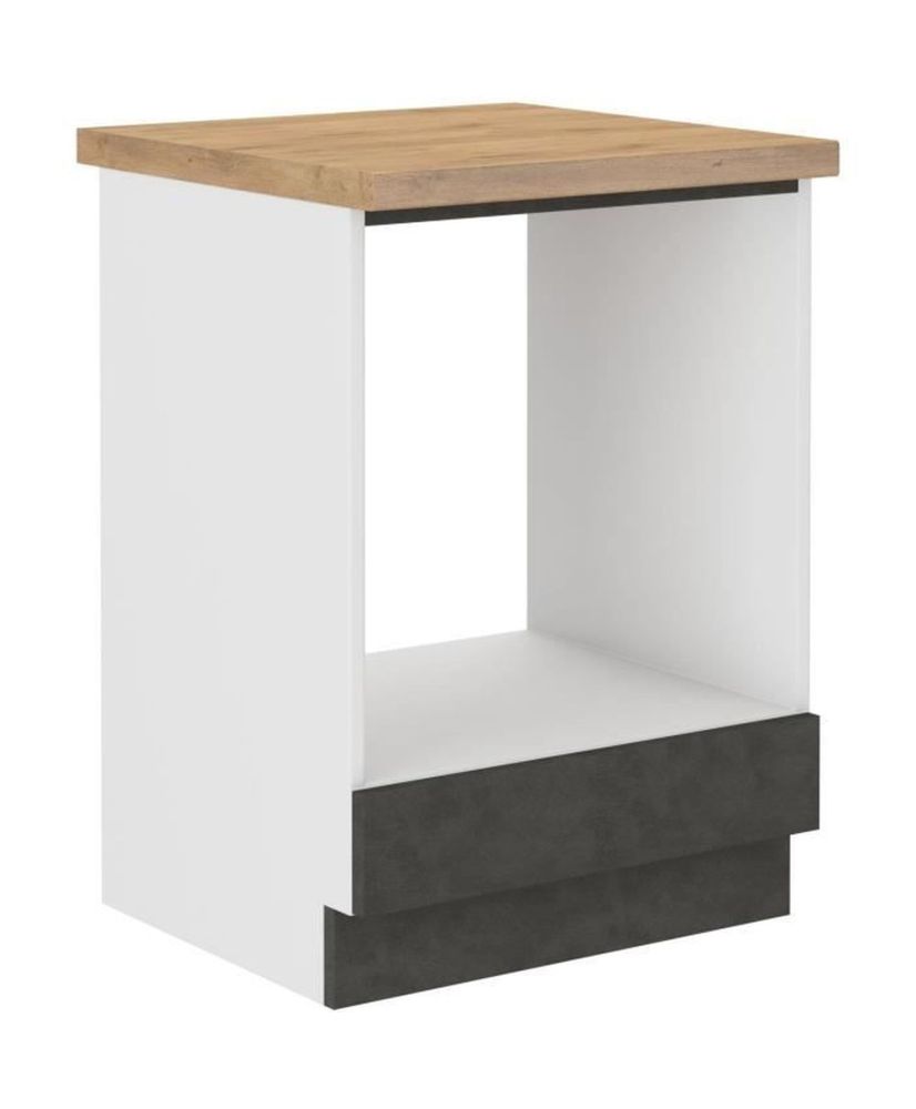 Unterschrank für Einbaubackofen mit Arbeitsplatte - Mattgrau - 60 x 51,6 x 85 cm - LASSEN Unterschrank für Einbaubackofen mit Arbeitsplatte - Mattgrau - 60 x 51,6 x 85 cm - LASSEN